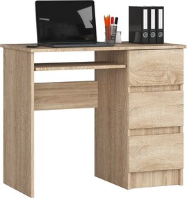 Biurko komputerowe AKORD A6 Dąb Sonoma 90 cm prawe 3 szuflady kolor Dąb Sonoma mat 1 półka 90x50x77 cm