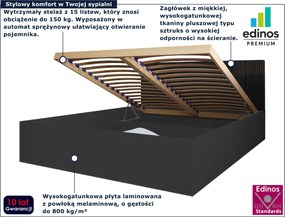 Czarne łóżko ze sztruksowym zagłówkiem 90x200 A7-Z60