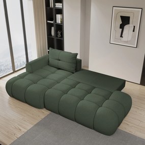 Masseno Narożnik FLUMA z funkcją spania i pojemnikiem na pościel Narozniki L, Rozkładana sofa - Zielony, QUELLE 37