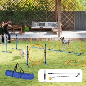 PawHut Zestaw Agility dla Psów 7-częściowy do Treningu i Zabawy z Przeszkodami