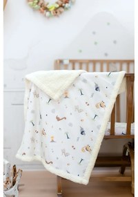 Biały koc dziecięcy z bawełny renforcé 75x100 cm Dinozor – Mijolnir