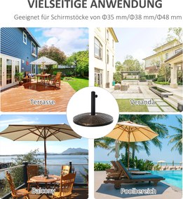 Outsunny stojak podstawa do parasola 25kg imitacja rattanu antyk brąz stabilny i elegancki | Aosom PL