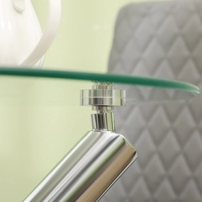 HOMCOM Stół jadalniany, okrągła płyta ze szkła hartowanego, bezramowy design, dla 2-4 osób, nogi ze stali, 80 x 80 x 74 cm