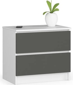 Szafka nocna AKORD K60 Biała 60 cm 2 szuflady kolor Grafit Szary mat 60x40x55 cm