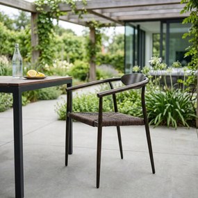 Krzesło Ogrodowe Ciemny brąz 56x61x75 cm Aluminium Plecione Brązowe Sznurki