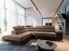 Masseno Narożnik SELVA z Funkcją Spania i Pojemnikiem na Pościel Narożnik L Rozkładana sofa - Beżowy MONOLITH 09 + MONOLITH 29