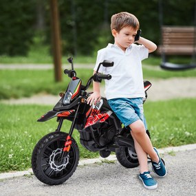 AIYAPLAY Elektryczny motocykl dziecięcy 12 V z 2 silnikami, kółka podporowe, amortyzator, koła 33,5 cm, muzyka, USB | Aosom PL