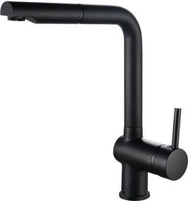 Czarny błyszczący bateria kuchenna Matsouko z wyciąganą słuchawką i ceramiczną wkładką Ø40 mm