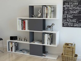 Nowoczesny regał na książki, biały i antracytowy, 120 x 19,5 x 109 cm | Płyta wiórowa pokryta melaminą w 100%, grubość 18 mm | Stylowe miejs