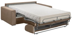 Kanapa 2-osobowa rozkładana z weluru CALITO - Kolor beżowy - Łóżko 120  cm - Materac 18 cm