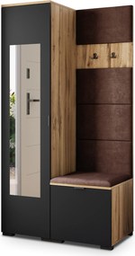 Masseno Garderoba VIRA 95/181/51 cm Nowoczesna Szafa do Przedpokoju Dąb wotan, MONOLITH 29 (Brązowy)