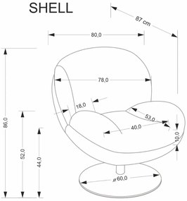 Fotel tapicerowany SHELL szary obracany HALMAR