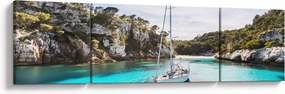 Obraz - Plaża z żaglówką (170x50 cm)