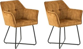 Zestaw krzeseł 2 szt. - tkanina i czarny metal - antracyt - RIKER