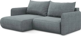 Narożnik lewostronny z funkcją spania - z tkaniny szenilowej - jeans - NANEA