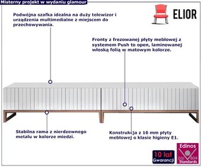 Zestaw 2 białych ryflowanych szafek pod TV - Irving 10X