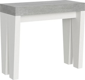 Konsola rozkładana 90x40/196 cm Spimbo Mix Small Blat Cementu - Struktura Frassino biała