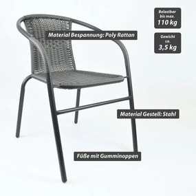 Zestaw krzeseł ogrodowych bistro, szare, 4 szt