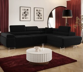 Czarny sztruksowy narożnik tapicerowany S8-W59