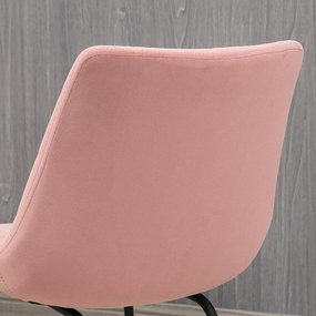 HOMCOM Krzesła Kuchenne 2 szt Retro Aksamitne Różowe Eleganckie Wygodne | Aosom PL