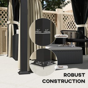 Outsunny 3 x 3 m Pawilon z Twardym Dachem, Ogrodowy Pawilon z Metalowym Dachem, Wodoodporne Namiot Ogrodowe z Siatką i Bocznymi Ścianami, Ciemnoszary