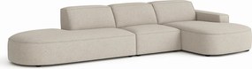 Narożnik modułowy CURSAL F prawostronny 364×166×70 cm kremowy Raven 24 – zaokrąglone leżanki, wolnostojący