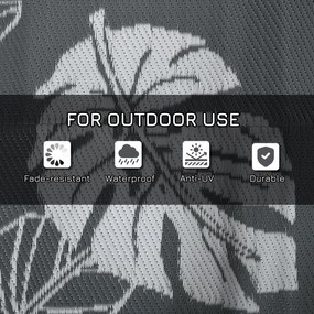 Outsunny Zewnętrzny dywan z możliwością odwrócenia, wodoszczelny, Wzór liść, 182x274cm, Szary/Biały