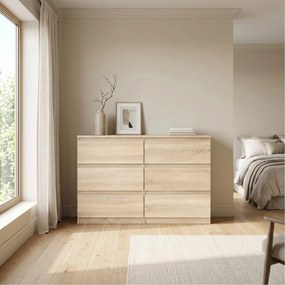 Komoda NUDO 138,5 cm do Salonu Sypialni 6 Szuflad Dąb sonoma