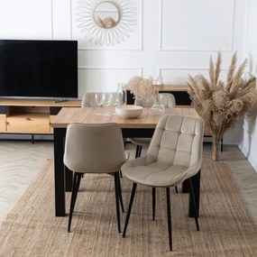 Stół Prostokątny Rozkładany SKUBI 120-160 cm Dąb Craft/Czarny Nowoczesny Loft