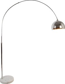 Duża lampa podłogowa w stylu art déco OMBRAGE - Metal i marmur - wys. 180 cm - Srebrna
