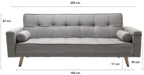 Szara rozkładana sofa NESTOR VELVET