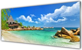 Panel Szklany do Kuchni Złoty Brzeg Oceanu