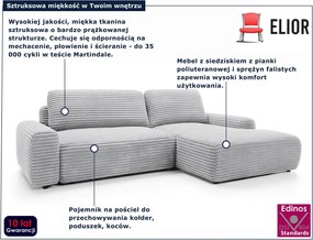 Szara sztruksowa kanapa narożna z funkcją spania E2-Z47