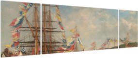 Obraz - Eugène Boudin, Festival in the Harbor of Honfleur, reprodukcje (170x50 cm)