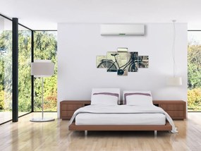 Obraz - Vintage rower z kwiatami (125x70 cm)