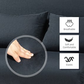 HOMCOM Sofa do spania z 5-stopniową regulacją, imitacja zamszu, stalowa rama, w zestawie poduszki, Czarny