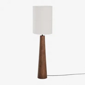 Lampa Podłogowa Z Drewna Mango Malva ↑70 Cm & Biała Gardenia 30 Cm Olinda - Sklum