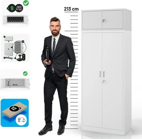 Metalowa nadstawka do szafy biurowej Ewa Compact, kolor szary