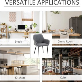 HOMCOM 2 Krzesła Jadalniane Oparcia Podłokietniki Len Ciemnoszare Wygodne | Aosom PL