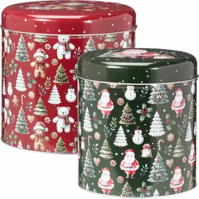 Zestaw 2 blaszanych puszek świątecznych Teddies