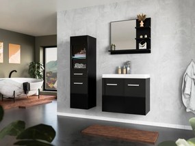 Słupek łazienkowy czarny z diodami LED - Dł.30 x Szer.30 x Wys.109 cm - LAURINE