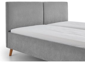 Szare tapicerowane łóżko dwuosobowe ze stelażem 160x200 cm Piano – Meise Möbel