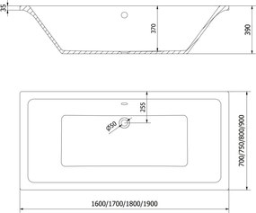 Mexen Cube wanna prostokątna 190 x 80 cm, biała - 55051908000