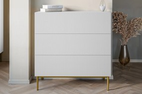 Komoda z szufladami Nicole 100 cm - biały mat / złote nóżki