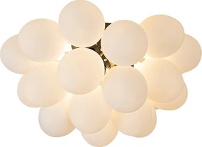 Plafon art deco czarny z opalowym szkłem 6-świateł - Uvas