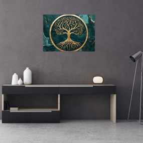 Obraz na szkle – Złote drzewo życia w marmurze (70x50 cm)