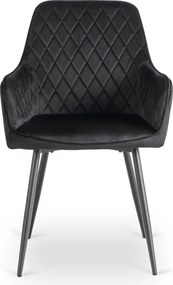 Zestaw Stół Prostokątny Rozkładany HAMPTON 160-240 cm Dąb Rustykalny/Czarny i 4 Krzesła Tapicerowane BRESSO Czarne Welurowe