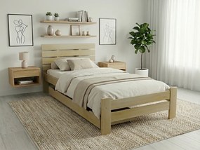 Łóżko PARIS podwyższone 90 x 200 cm, sosna Stelaż: Ze stelażem listwowym rolowanym, Materac: Materac Coco Maxi 20 cm