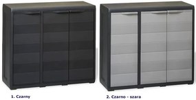 Trzydrzwiowa szafka balkonowa gospodarcza czarny + szary - Kendall 4X