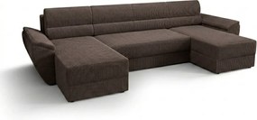 Rozkładana sofa w kształcie U TAVERO 321x140 cm, brązowa II jakość PROMOCJA